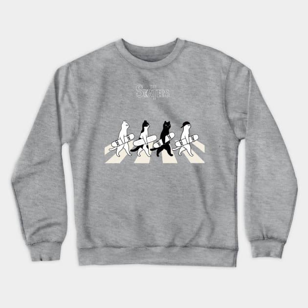 The Skaters On Abbey Road #Cat Crewneck Sweatshirt by bignosework